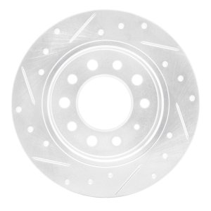 Hyundai Tiburon Brake Rotor (1) - Rear Right - R1 Concepts - Drilled & Slotted - Silver - `03-`08
